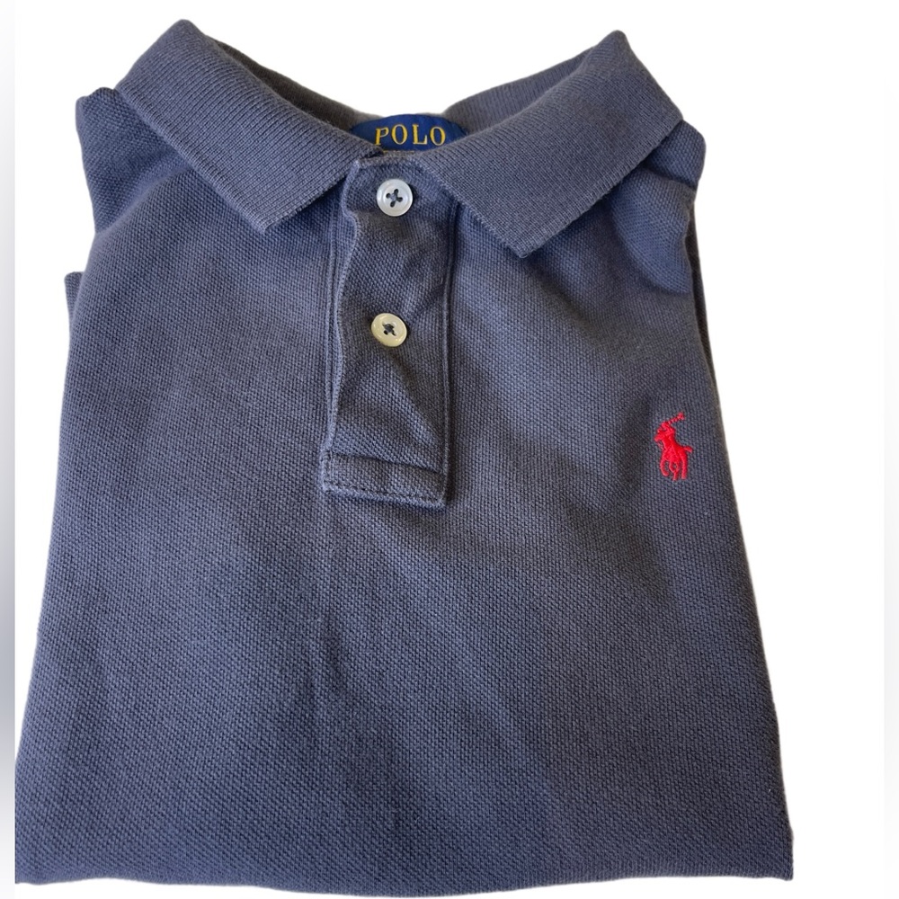 Ralph Lauren Boys Polo Shirt Gray Red Pony Logo Size 6